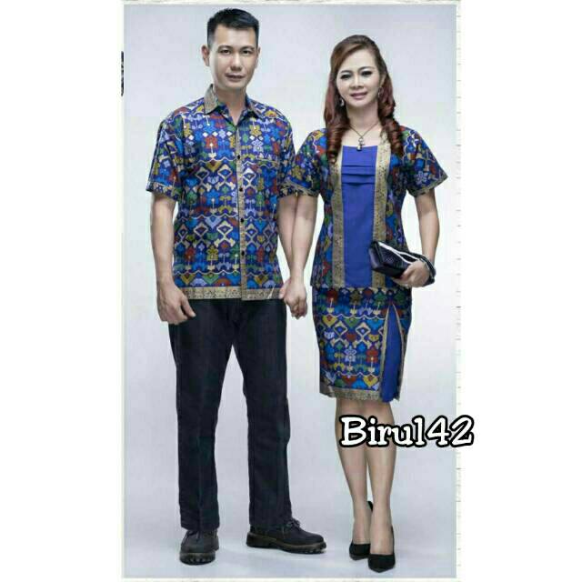 Couple batik Keluarga 142 pd Sarimbit Pasangan kain prodo wanita rok n blouse kantor modern