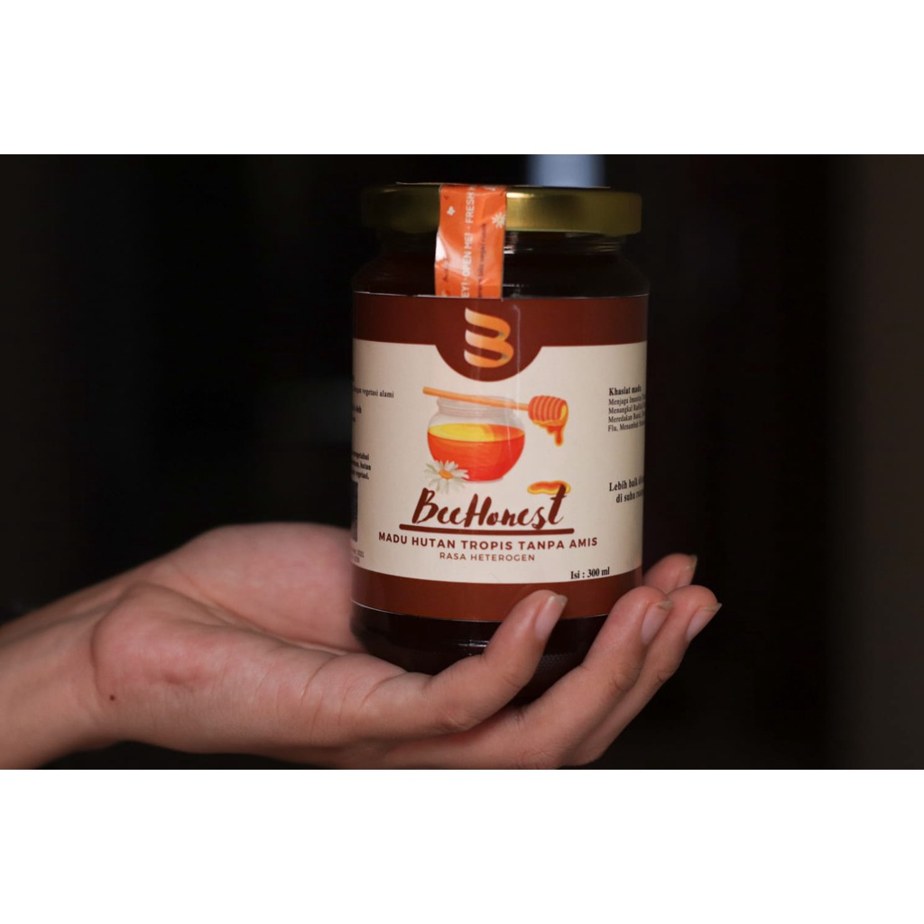 Madu BeeHonest 300ml Jar Kaca Raw Honey / Madu Hutan Liar
