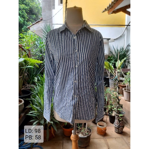 Kemeja Salur Biru-Putih