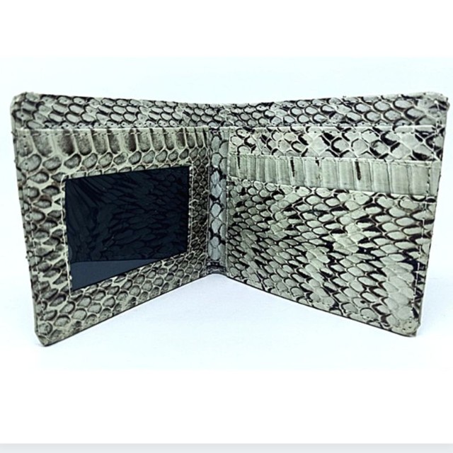 Dompet Cowok Kulit Ular Asli Pria Original Tanpa Sambungan Garansi Asli Warna Hitam Emas dan Putih-4