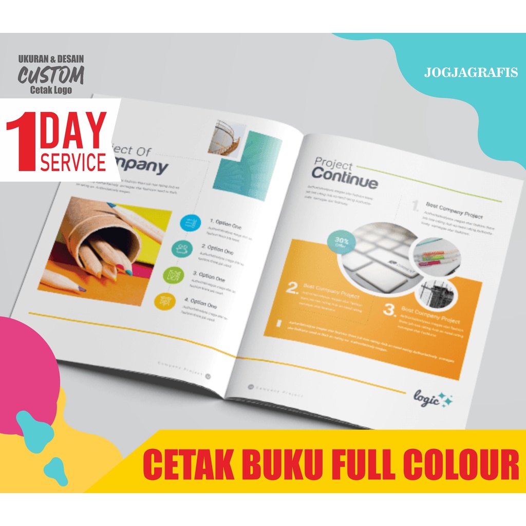 

CETAK BUKU FULL COLOUR ART PAPER / HVS desain custom satuan tanpa minimal order