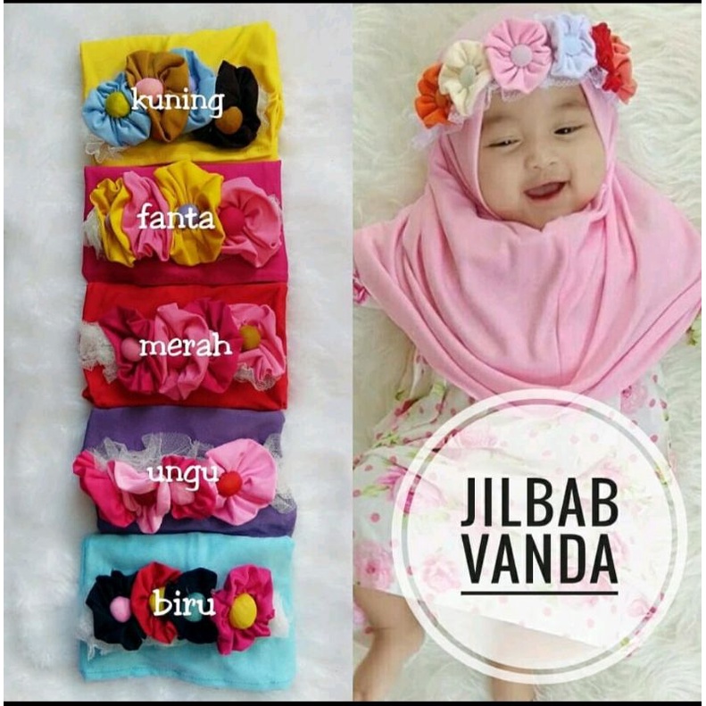 Jilbab Baby Zaraa Syria dan Bandana Bunga Hijab Bayi Lucu Murah