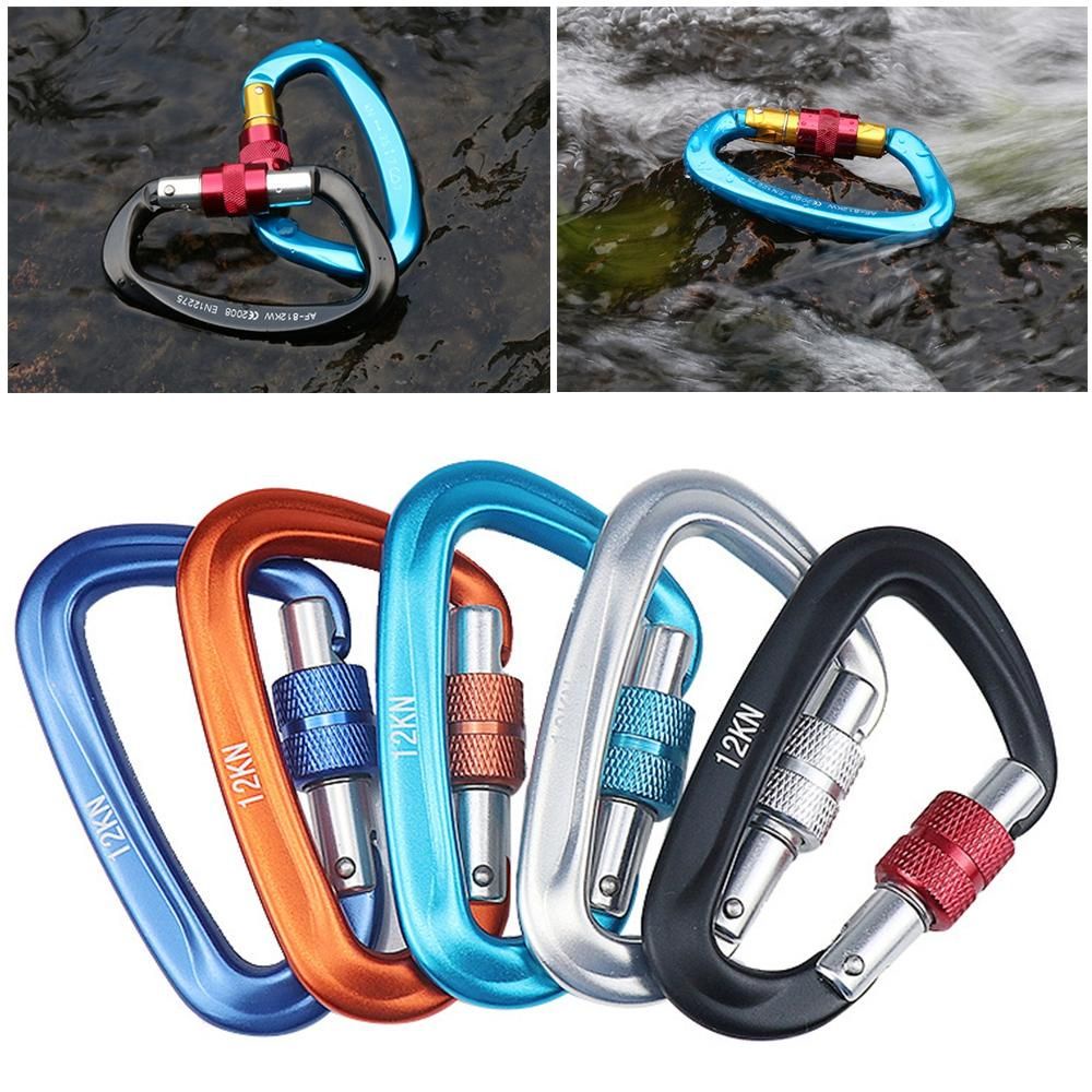 Kait Carabiner Bentuk D Bahan Aluminum 12 / 25kn Untuk Panjat Tebing