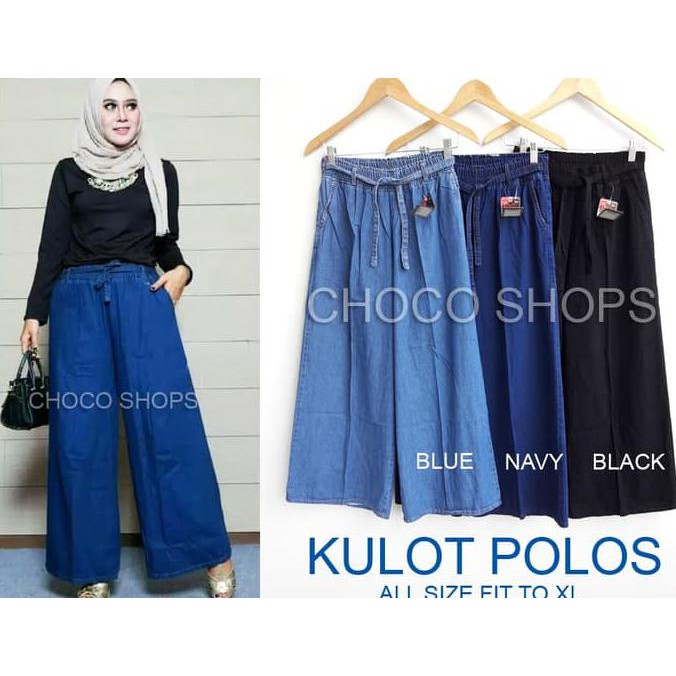 HOT CELANA KULOT JEANS POLOS XL - Hitam