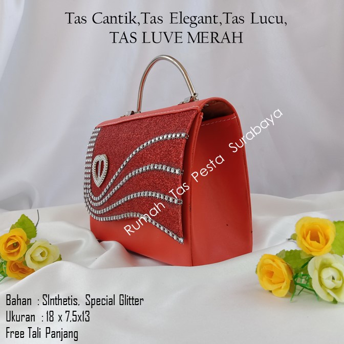 Tas Cantik,Tas Elegant,Tas Lucu,TAS LUVE MERAH