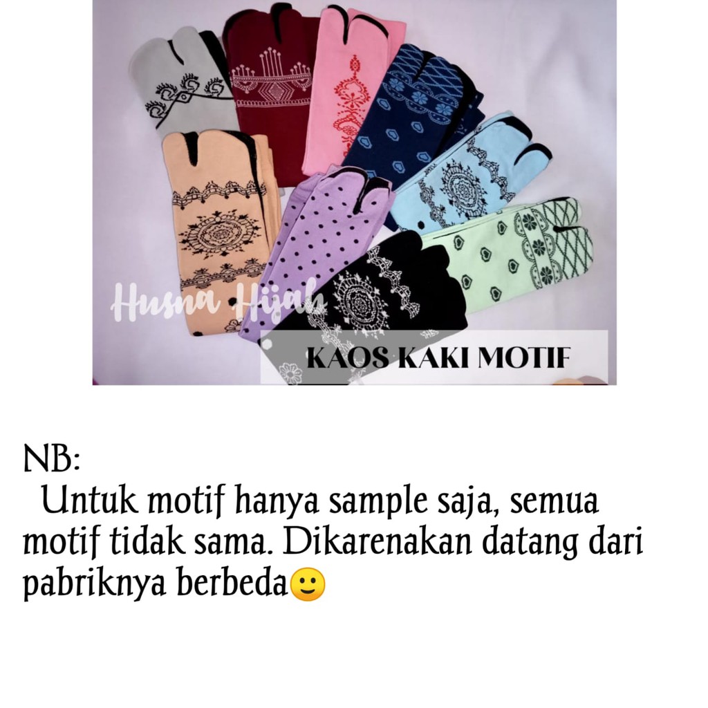 [BRAND HUSNA HIJAB] Kaos Kaki Jempol Motif Telapak Hitam / Kaos Kaki Motif