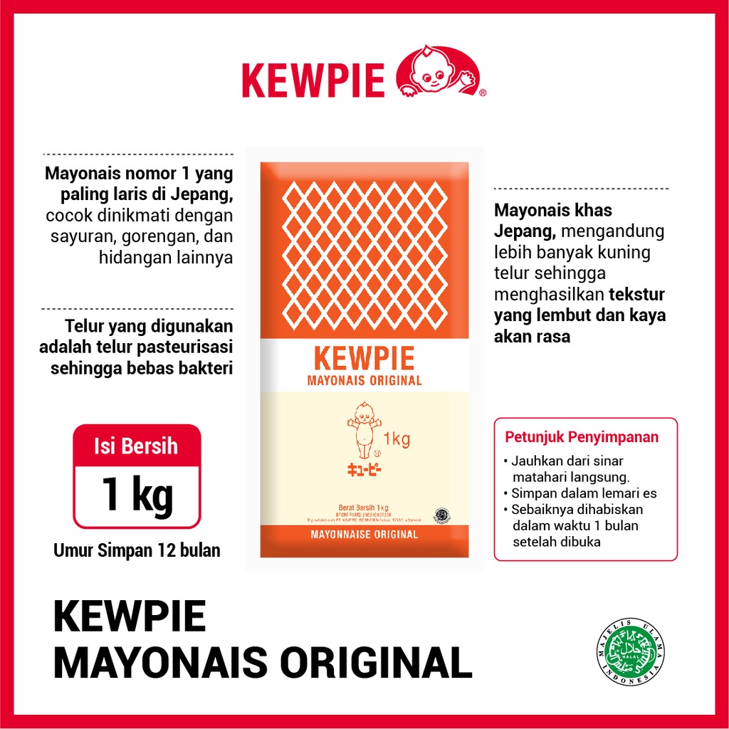 KEWPIE Mayonaise Mayonnaise Best Mayo Original 1 Kg / 1kg