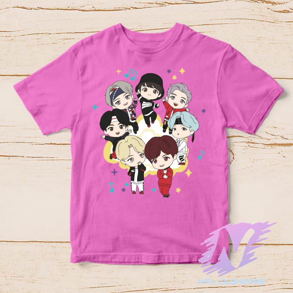 kaos anak kpop bts baju kaos animasi kartun BTS