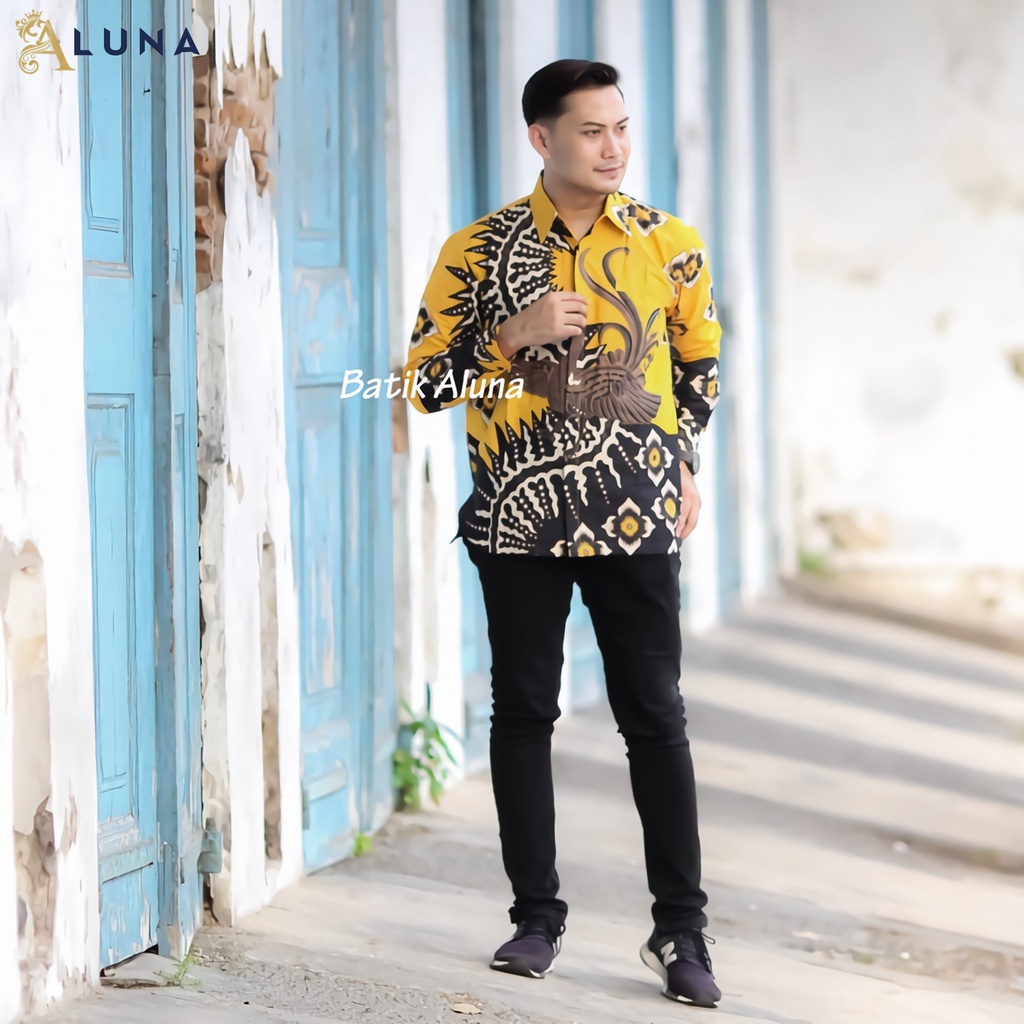 KEMEJA BATIK PRIA PREMIUM LENGAN PANJANG REGULAR BATIK ALUNA PCW 070