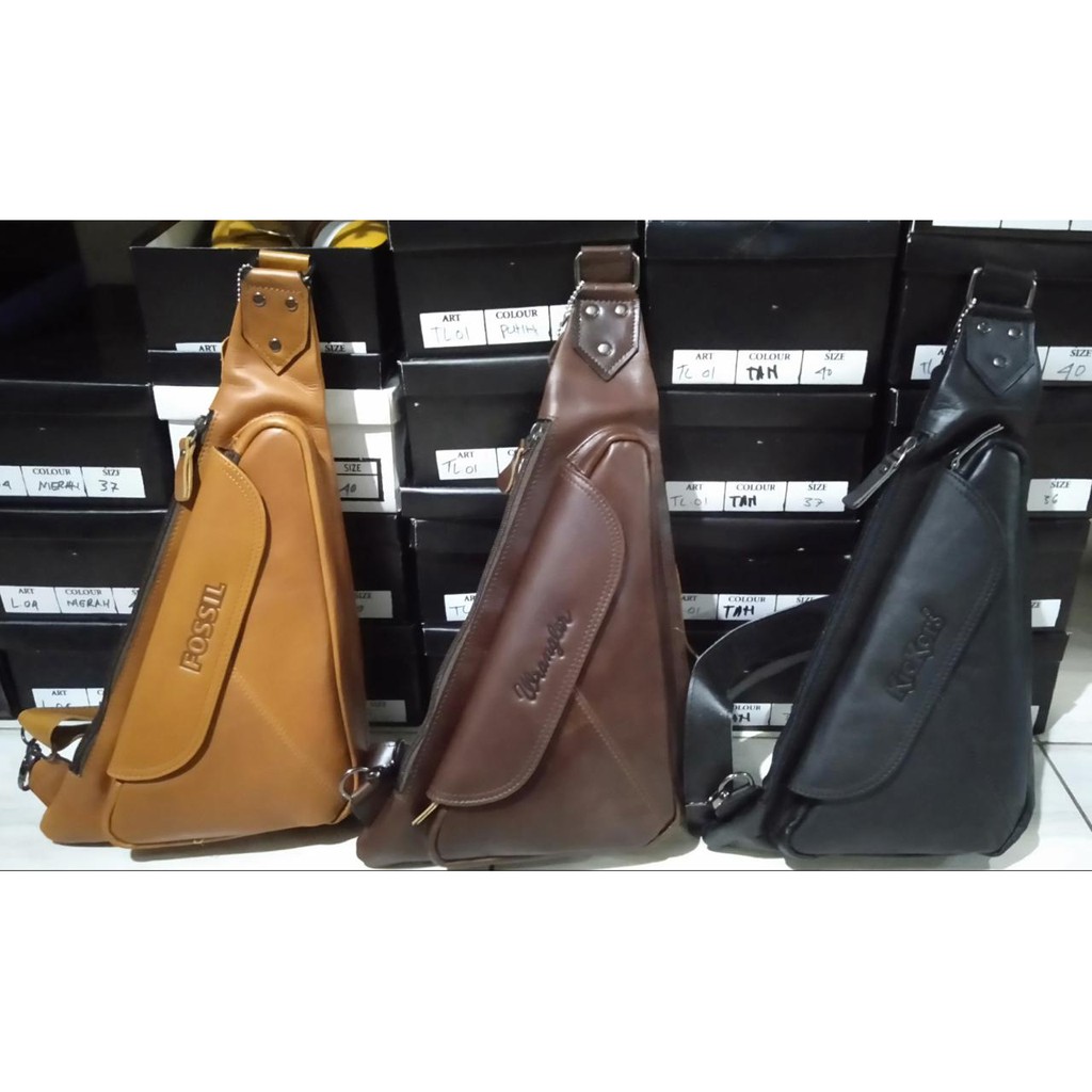 Tas Kulit Asli Pria Model Slempang Papirut Garut