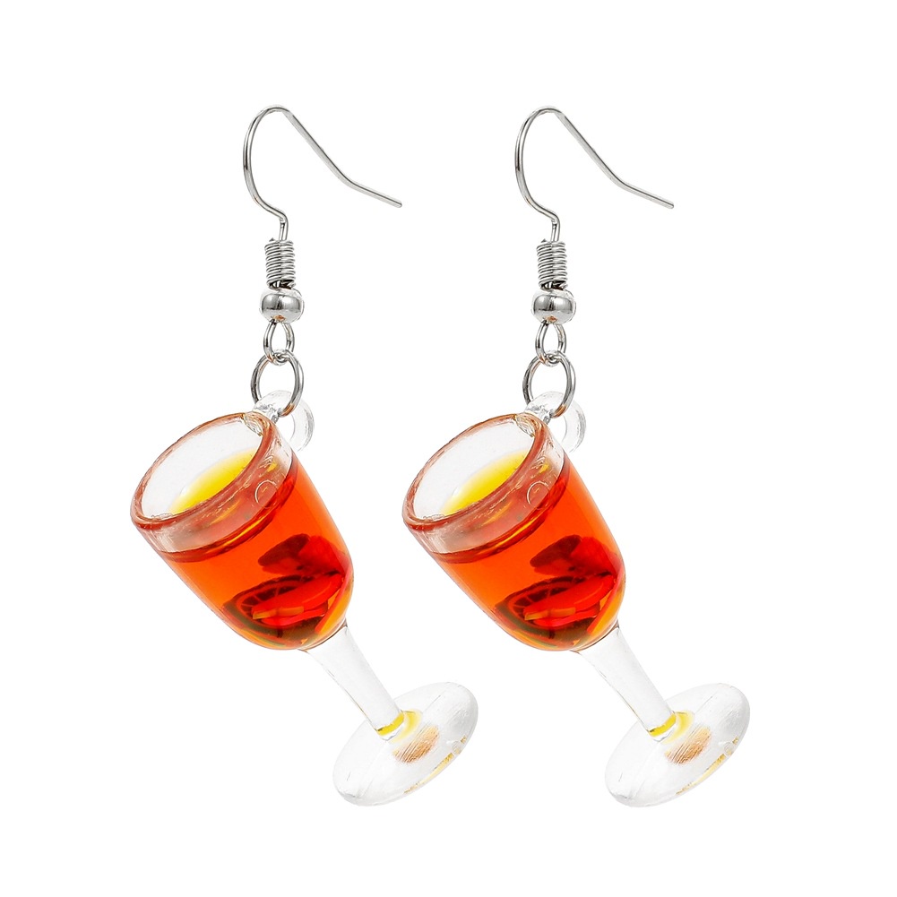 Hu Hu Hu Hu Hu Alat Bantu Pasang Kacamata♡ Anting Kait Gantung Wanita Bahan Resin Desain Gelas Anggur Untuk Hadiah