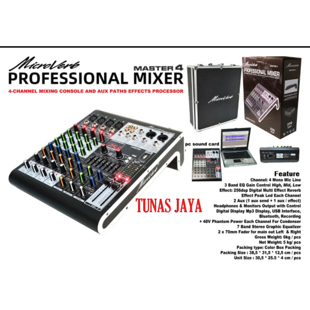 Mixer Audio 4 channel Microverb Master4 Master 4