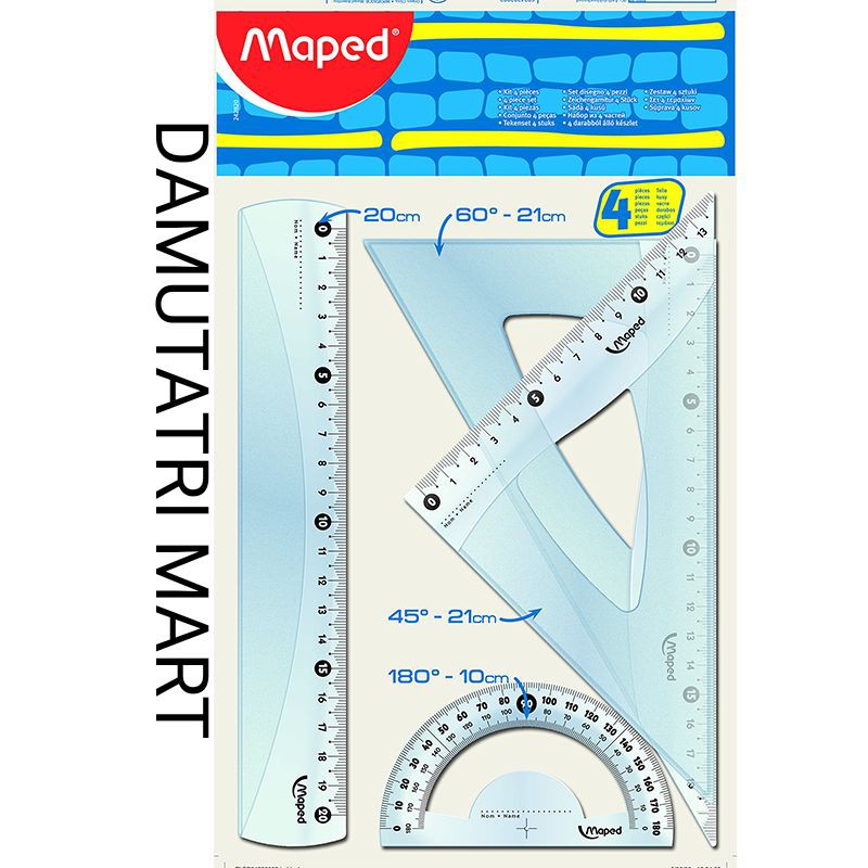 

Penggaris Maped Geometri 20 cm Cristal Medium Set of 4 Pcs Transparan MD.242820
