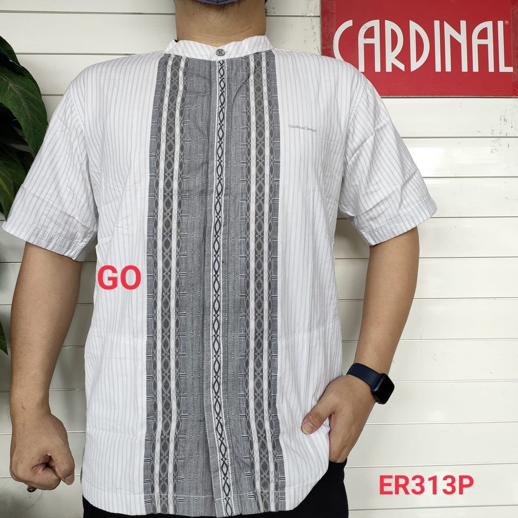 gof CARDINAL KEMEJA KOKO PUTIH  Taqwa Pakaian Pria Original Baju Muslim Salur Lengan Pendek Kekinian