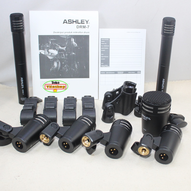 MIC DRUM ASHLEY DRM-7 ORIGINAL MICROPHONE DRUM MIK DRAM 7 SET KOMPLIT