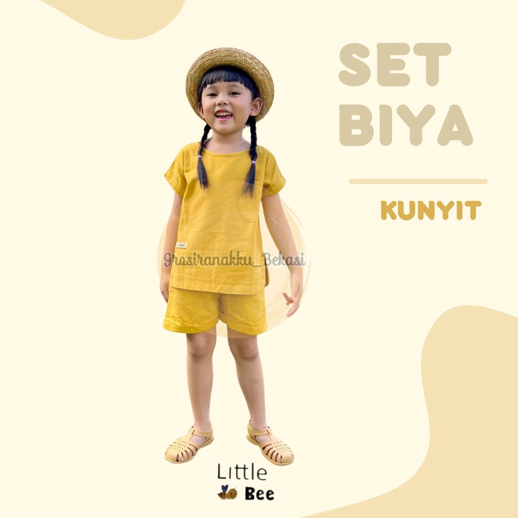 Setelan Anak Unisex Biya LittleBee Warna Kunyit Size 1-5 Thn