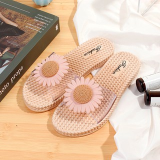 2021 Sandal  Selop  Flat Open Toe Bahan Rotan Imitasi 