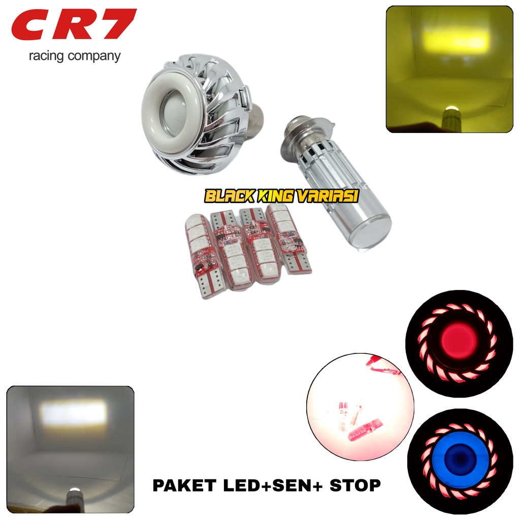 PAKET HEMAT LAMPU VARIASI 3IN1 - LAMPU UTAMA LED 2 SISI AC DC + LAMPU STOP REM PROJIE + 4pcs LAMPU SEN JELLY KEDIP.