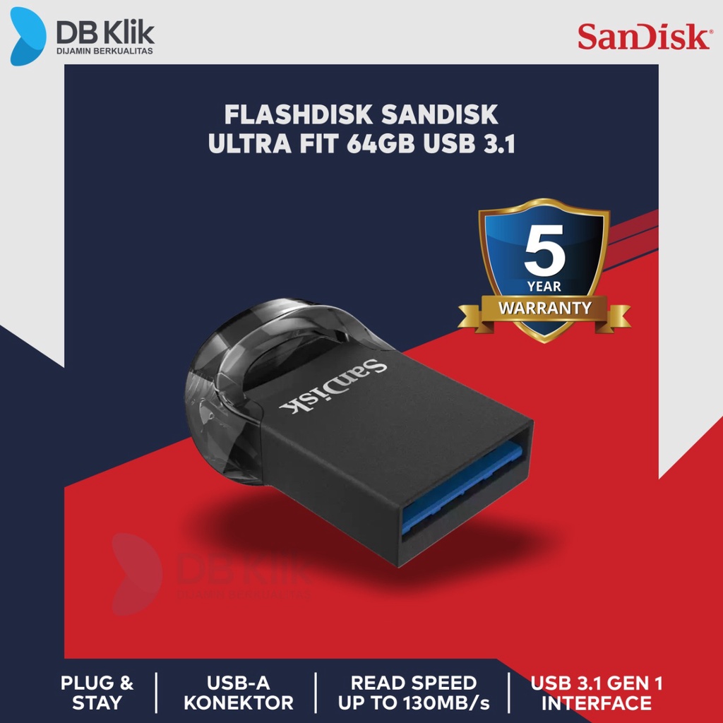 Flashdisk SanDisk Ultra Fit CZ43 64GB 130Mb/s USB3.1 - Sandisk 64GB