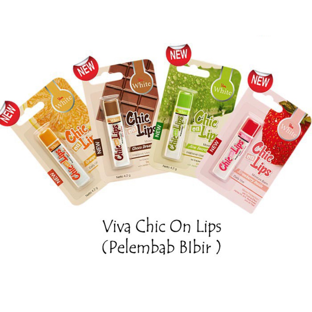 Viva Chic on Lips Lip Balm Pelembab bibir Moisture Jojoba Oil, Aloe UV Filter Vit E 4.2g (GROSIR)