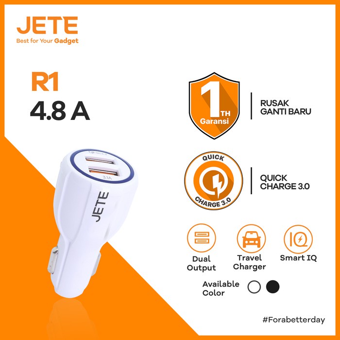 CAR CHARGER JETE PLUG IN R1 4.8A - ORIGINAL JETE