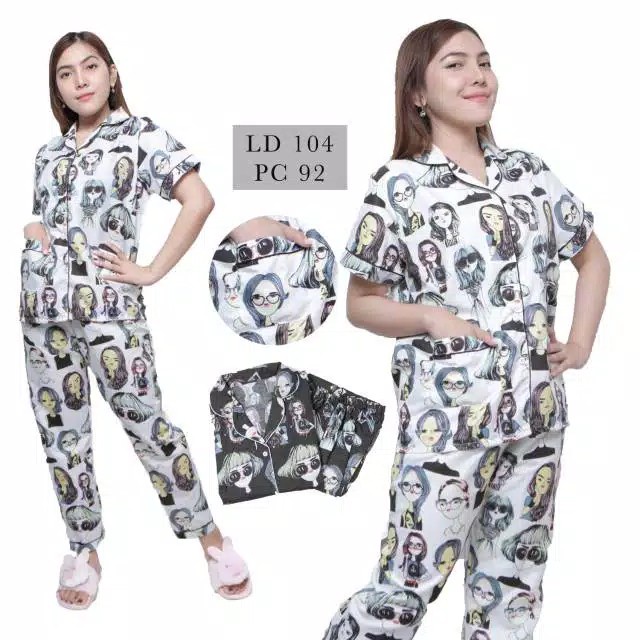 FORTGLASS CP RETRO PIYAMA CELANA PANJANG BAJU PENDEK PAJAMAS PIYAMA BAJU TIDUR WANITA MURAH