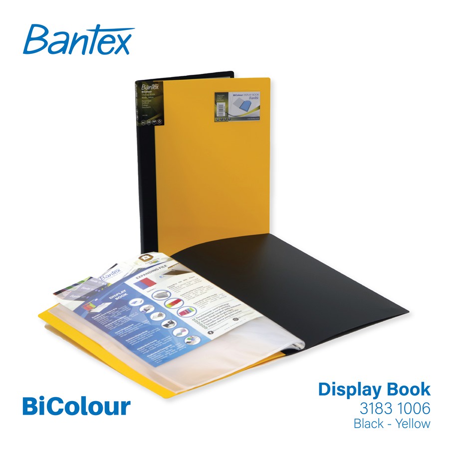 

Bantex BICOLOUR Display Book Folio 20 Pocket Black Yellow - 3183 1006