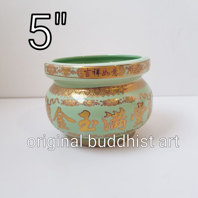 hiolo keramik 5 inch hijau tulisan rejeki