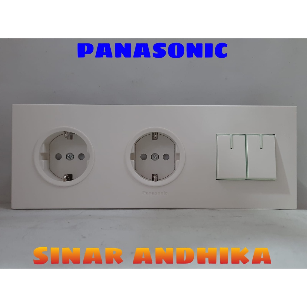 STOP KONTAK DOUBLE + SAKLAR SERI KECIL PUTIH PANASONIC WESJP 11223W+WESJ 5931