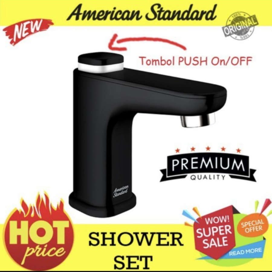 Kran Wastafel American Standart Black Push