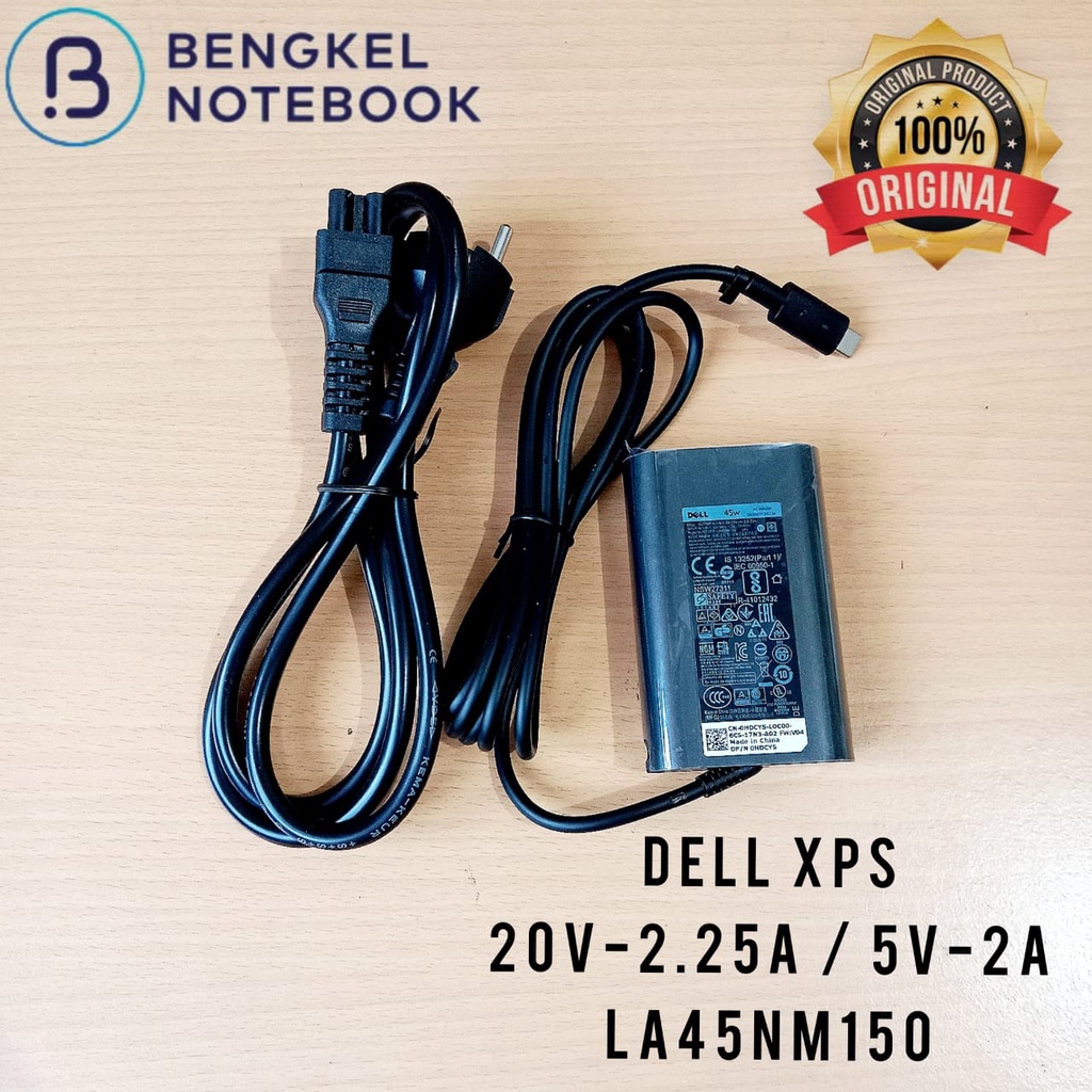 Adaptor Dell 20v 2.25A / 5v 2A 45W LA45NM150 Type C USB C Dell XPS 13 9365 9370 9380 7370 5285 5290 7390 7370 5175 5179 7275 0HDCY5