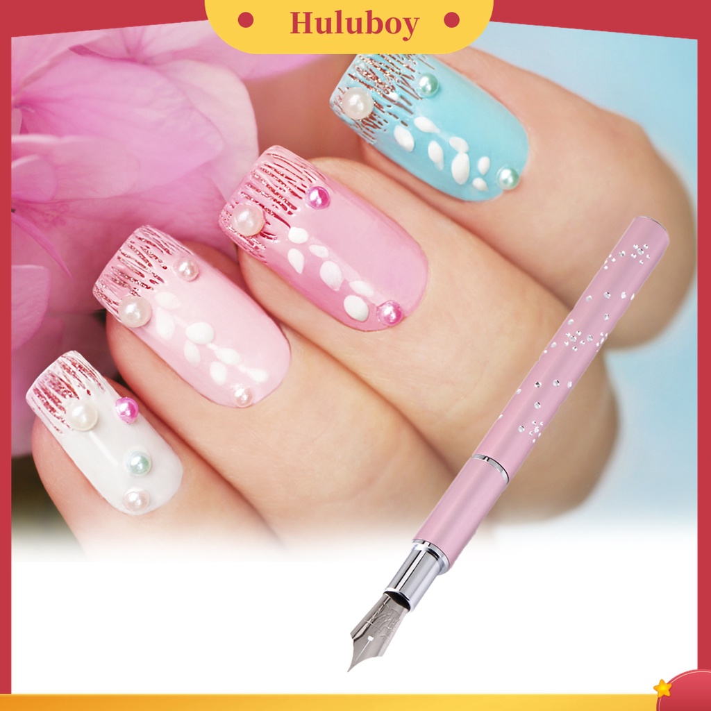 Huluboy Huluboy♡ 6pcs / Set Pen Dotting Kristal Berlian Metal Warna Pink Untuk Nail Art Profesional