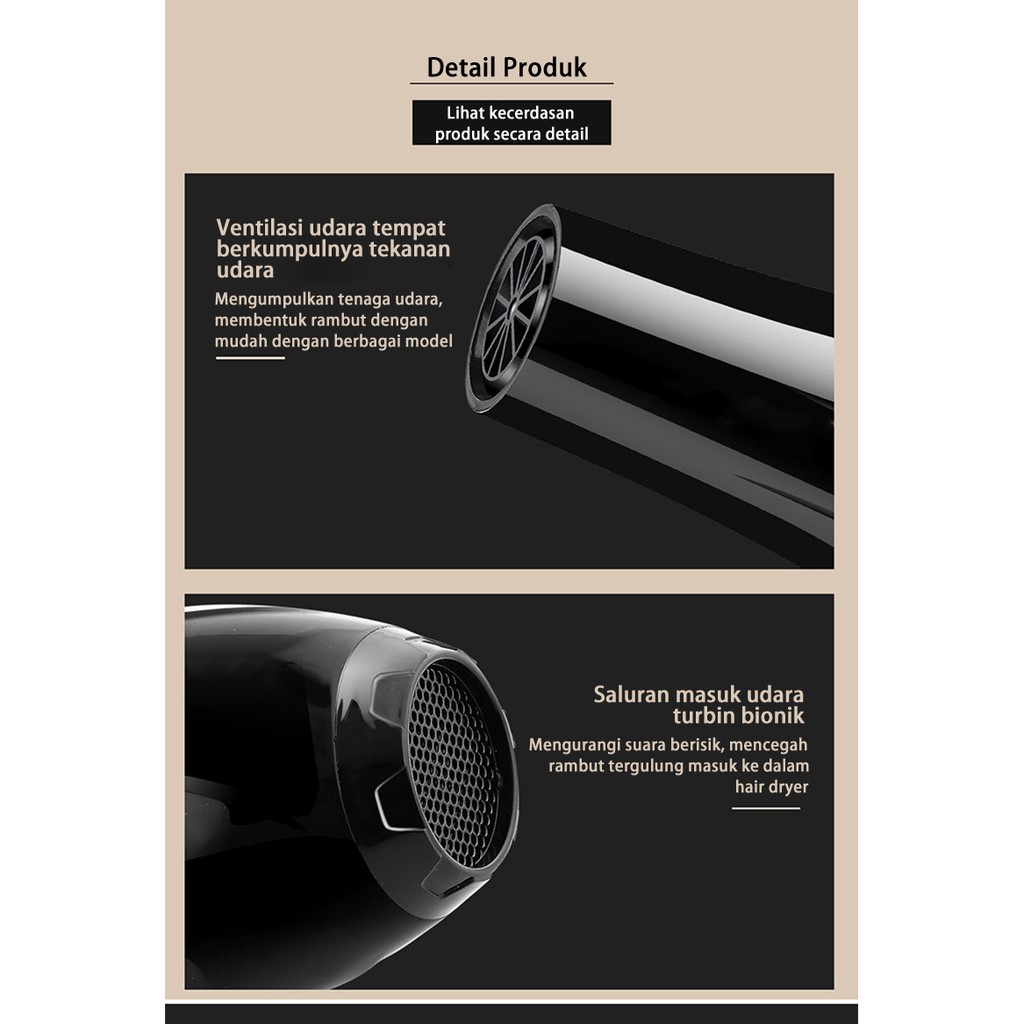HAN RIVER HRHD01BK Hair dryer 800W Pengering Rambut Termurah Daya tinggi-3