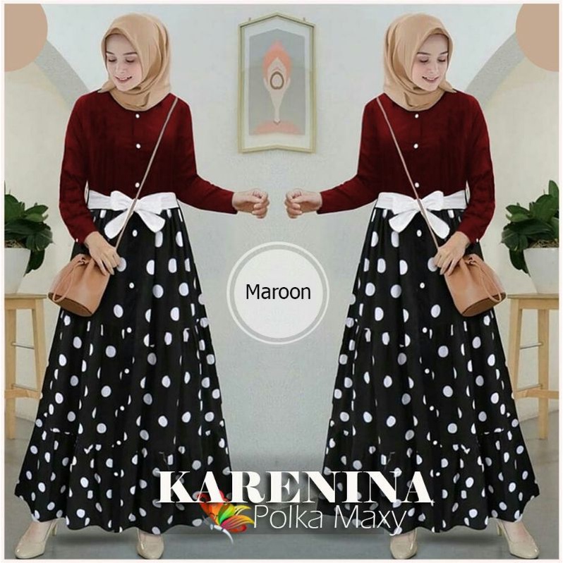 MAXY KARENINA POLKA, MOSCREPE MONALISA, GAMIS HIJAB MUSLIM, MAXY DRESS