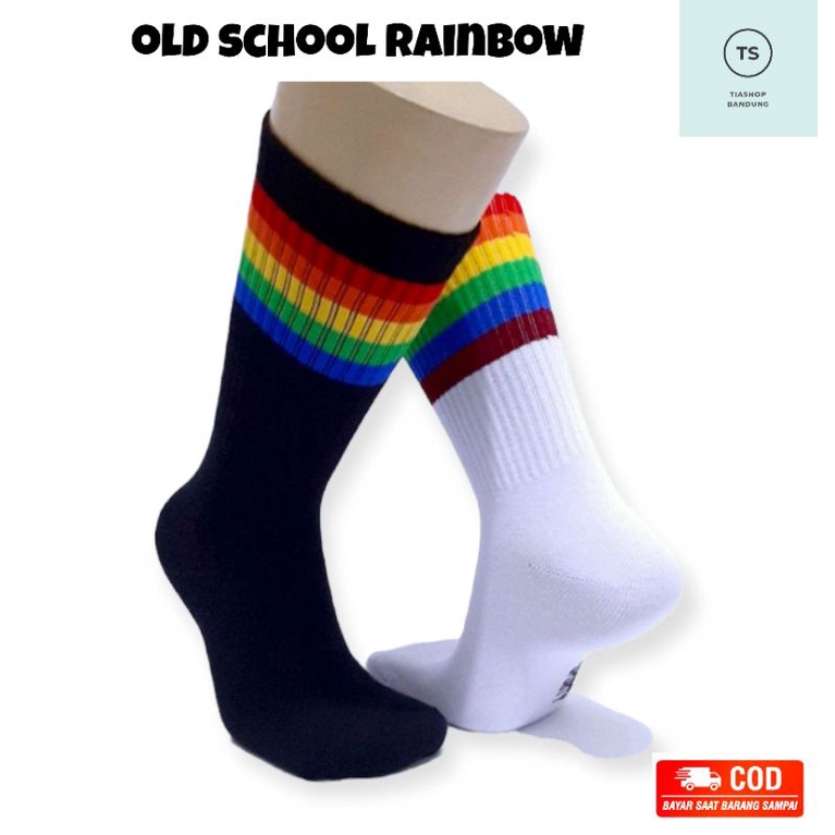 Kaos Kaki Skate Oldschool Motif Rainbow || Kaos Kaki Olahraga || Kaos Kaki Pria dan Wanita