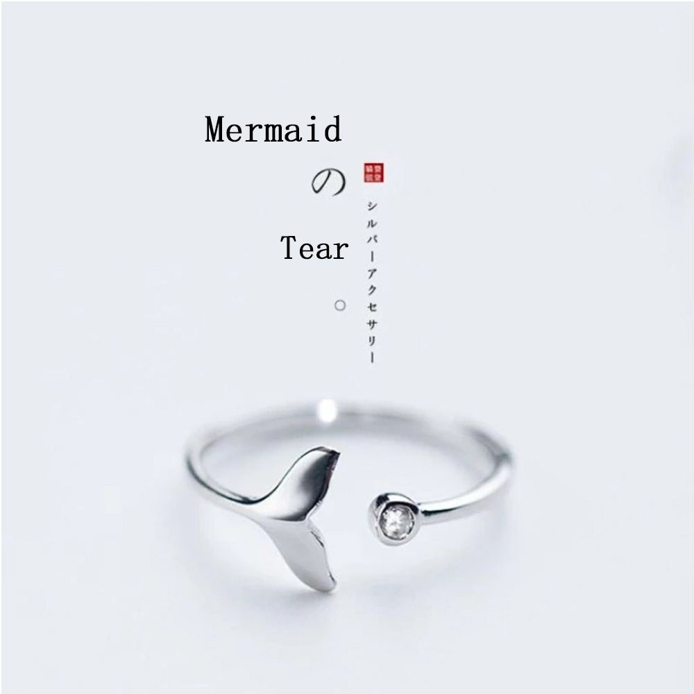 Cincin Model Terbuka Bahan Sterling Silver 925 Desain Ikan / Nanas / Ekor Ikan Hias Kristal Untuk Wanita