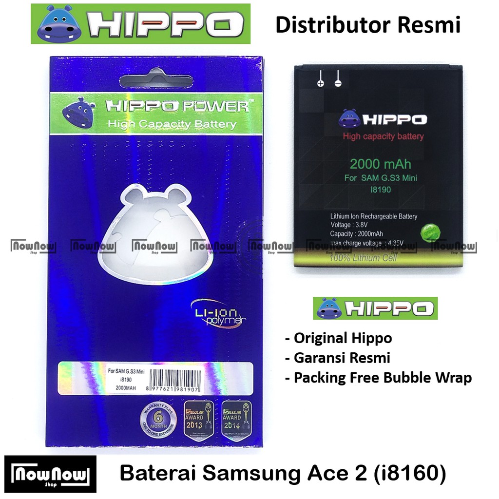 Baterai Hippo Samsung Galaxy Ace 2 i8160 Original Batre Batrai Battery HP Garansi Resmi