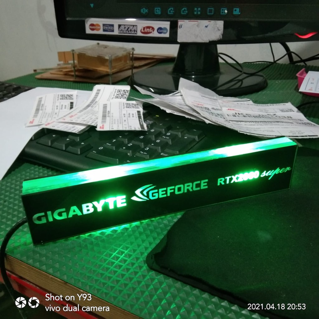 led cpu custom logo akrilik remote controller suka suka anda