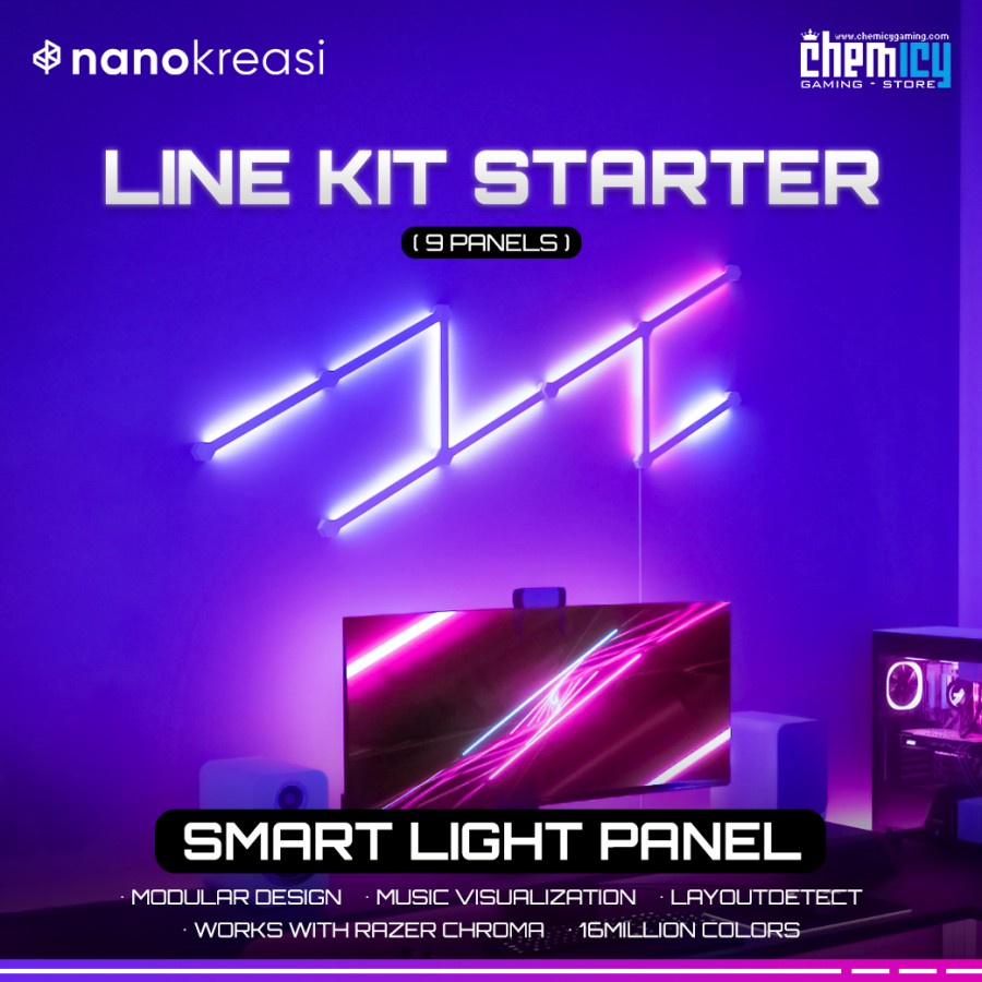 Nanokreasi Lines Starter Kit ( 9 Panels ) Smart Light Panels