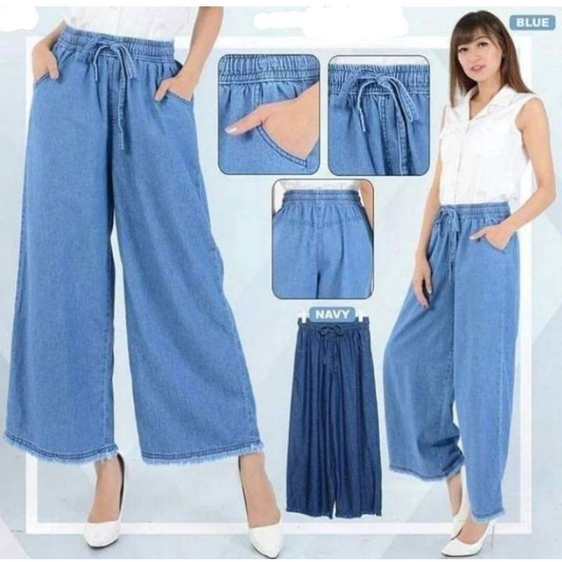 CELANA KULOT HIGH WAIST JEANS WANITA