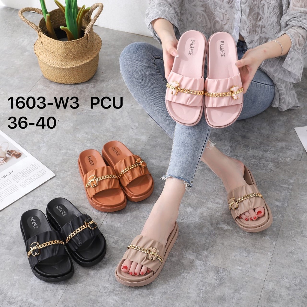 SANDAL WEDGES WANITA IMPORT ELEGANT 1603-W8 LOUISA BLC