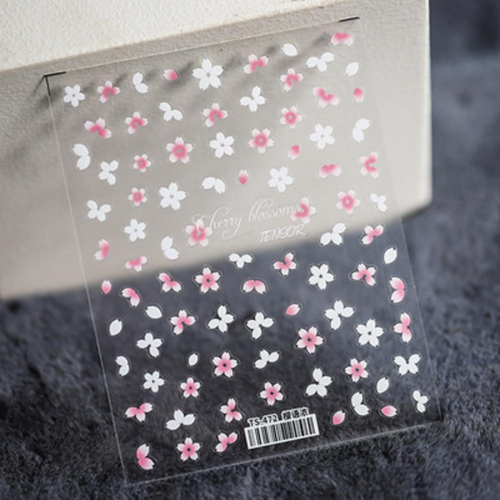 Mxbeauty Sakura Stiker Kuku Wanita Perempuan Timbul Bunga Tipis Transparan DIY Nail Decals