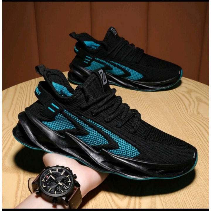 Sepatu Sneakers Olahraga Casual Hitam Pria Import Premium Spatu Sneakers Running Lari Joging Jogging Sneaker Runing Lebaran Sport 004