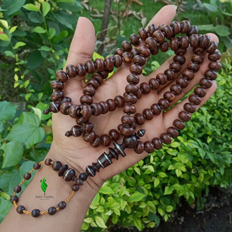 Tasbih Kayu Galih Asem Motif Profil Super, Tasbih 99 Butir Kayu Langka Bertuah Nusantara
