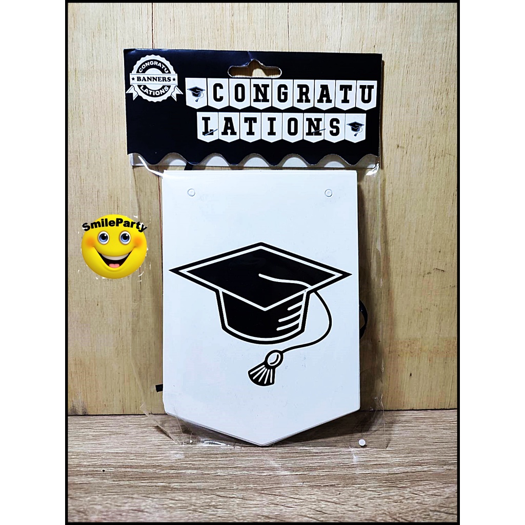 Bunting Flag Banner Happy Graduation / Banner Wisuda Congratulations Banner Dekorasi Wisuda Party Hi