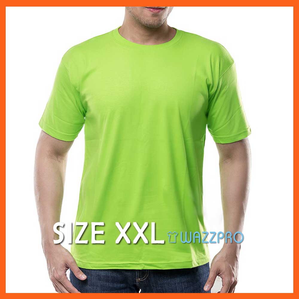 XXL Kaos Polos Distro Pria Wanita Cotton Combed 30s Lengan Pendek Hijau Stabilo / Baju Polos Cowok