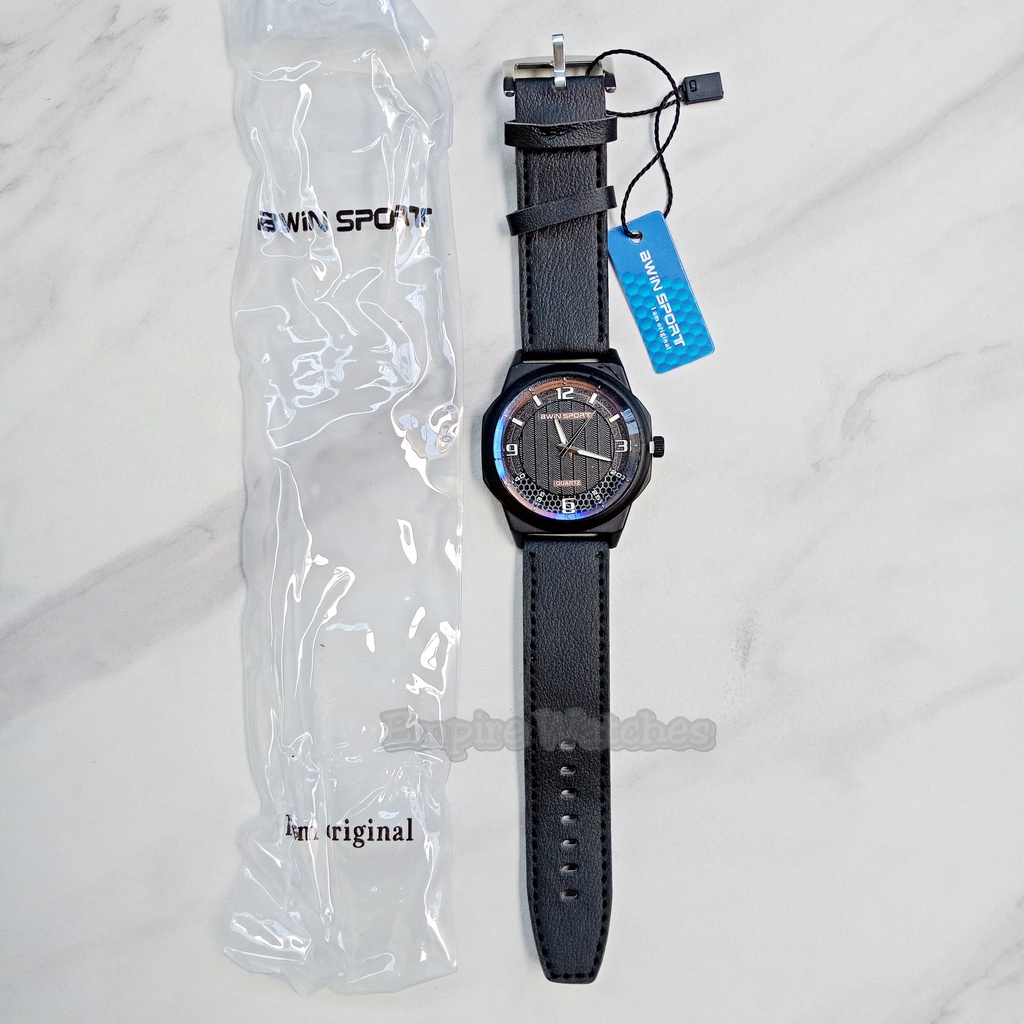 Jam Tangan Awin Bwin Sport B719 Pria Cowok Analog Strap Leather Kualitas Original, Untuk Motif Gamba
