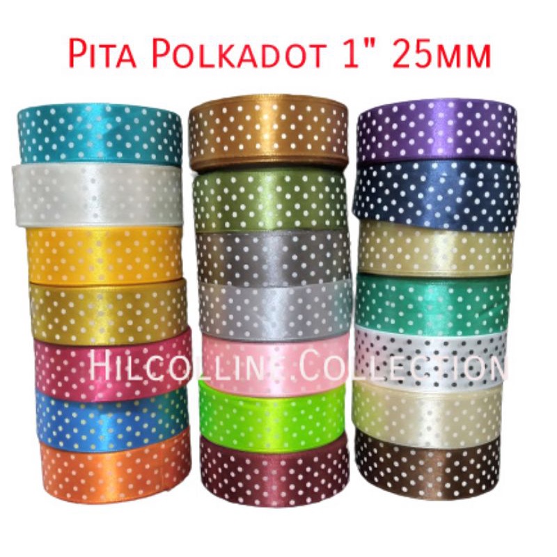 Pita Satin Polkadot 1&quot;inc 25mm 20yards