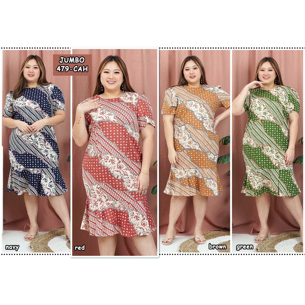 BIGCLO - (COD) LD 110-120cm Dress Batik Super Jumbo 479 vol36 Marmaid Baju Wanita Resmi