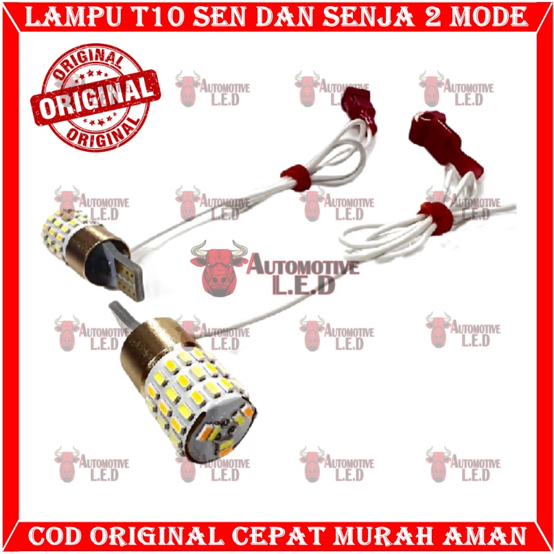 ORIGINAL LAMPU LED T10 54 MATA LED DAJJAL 2 IN 1 2 WARNA LAMPU SENJA MOTOR LAMPU SEIN MOTOR